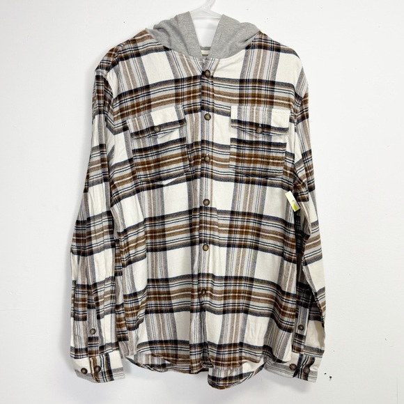 NEW Cactus Man Ricky Singh Hooded Button Up Shirt Mens XL Multicolor Plaid NWOT - Picture 1 of 12